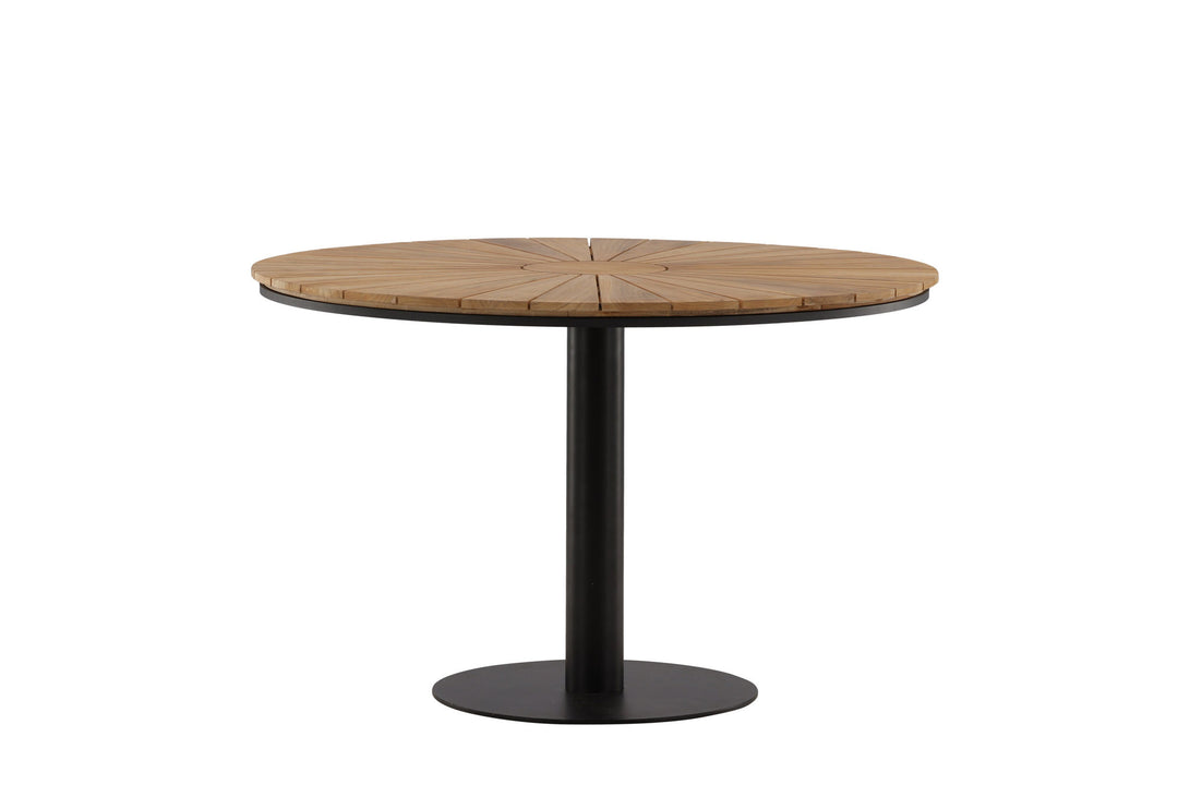 Venture Home Croft Diningtable Aluminium - Black / Teak Round ø120**