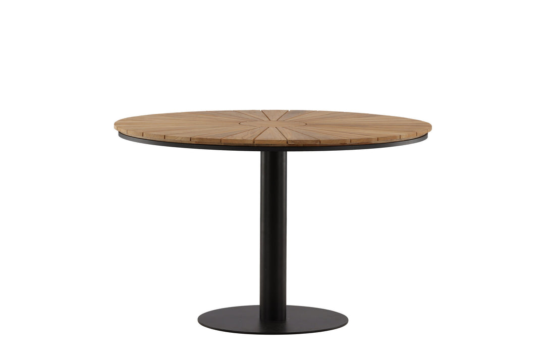 Venture Home Croft Diningtable Aluminium - Black / Teak Round ø120**