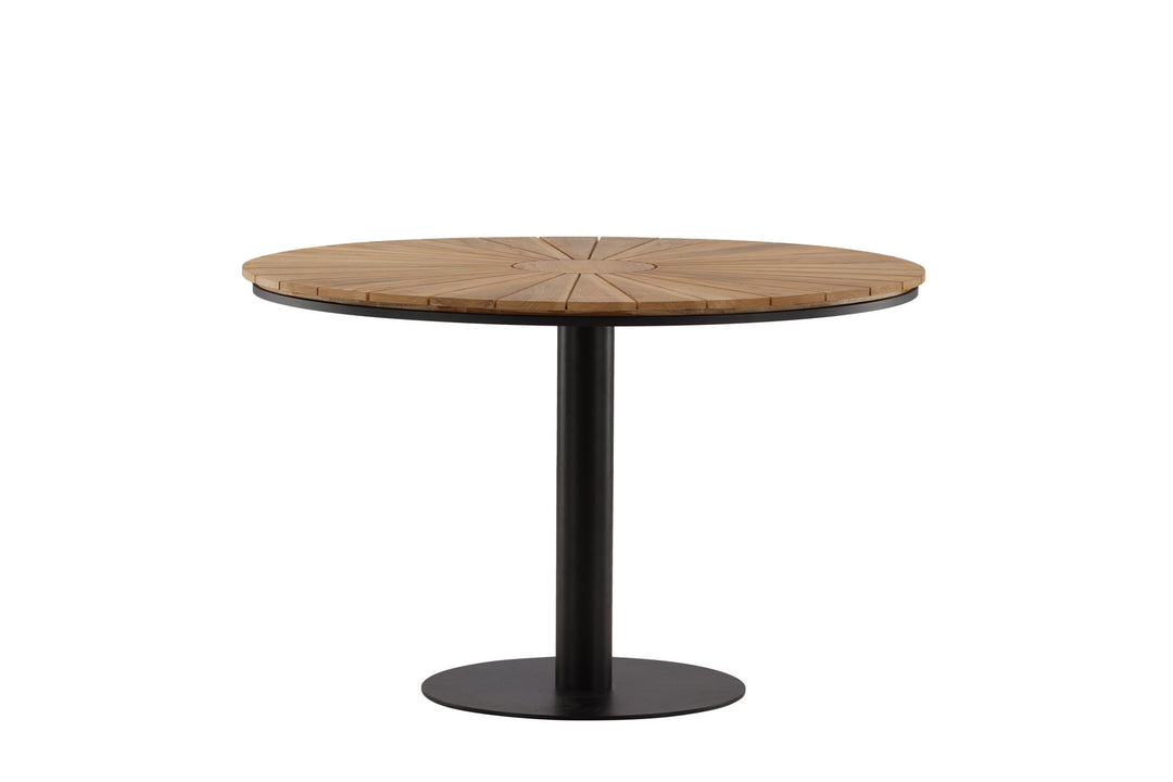 Venture Home Croft Diningtable Aluminium - Black / Teak Round ø120**