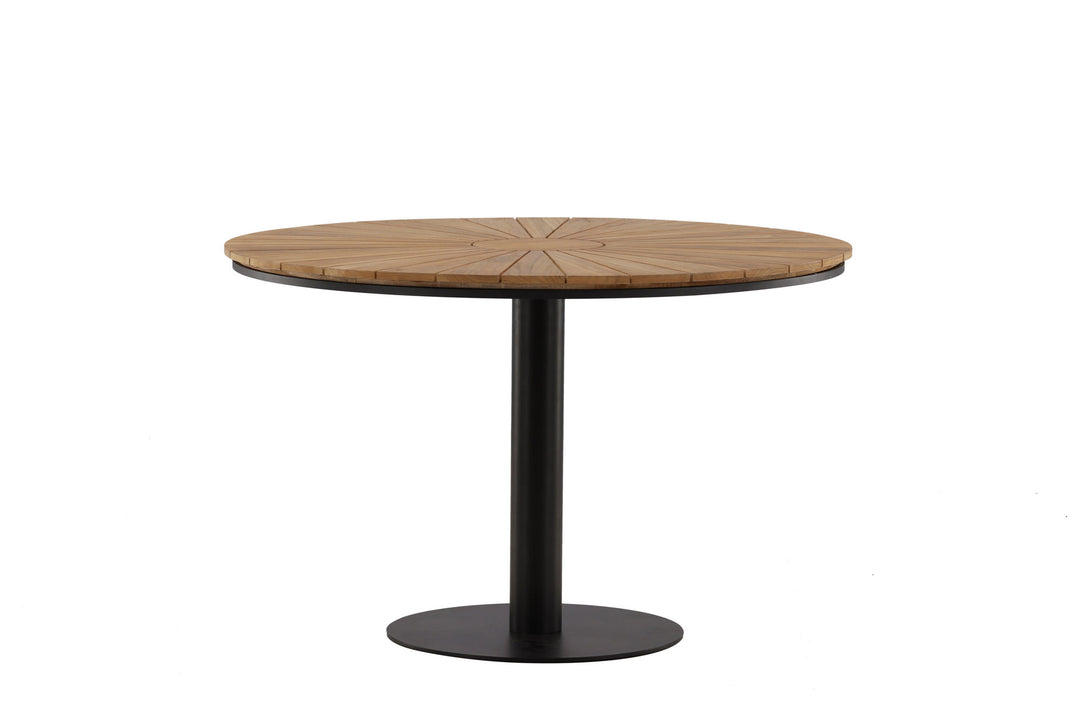 Venture Home Croft Diningtable Aluminium - Black / Teak Round ø120**