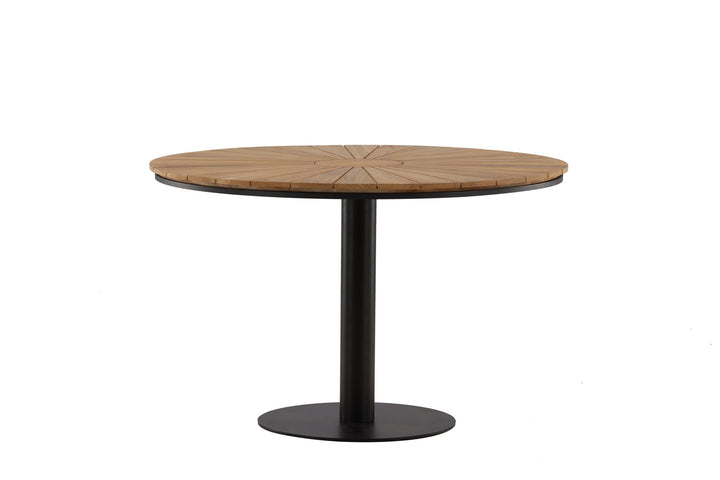 Venture Home Croft Diningtable Aluminium - Black / Teak Round ø120**