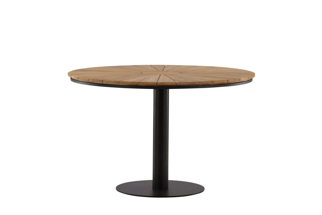 Venture Home Croft Diningtable Aluminium - Black / Teak Round ø120**