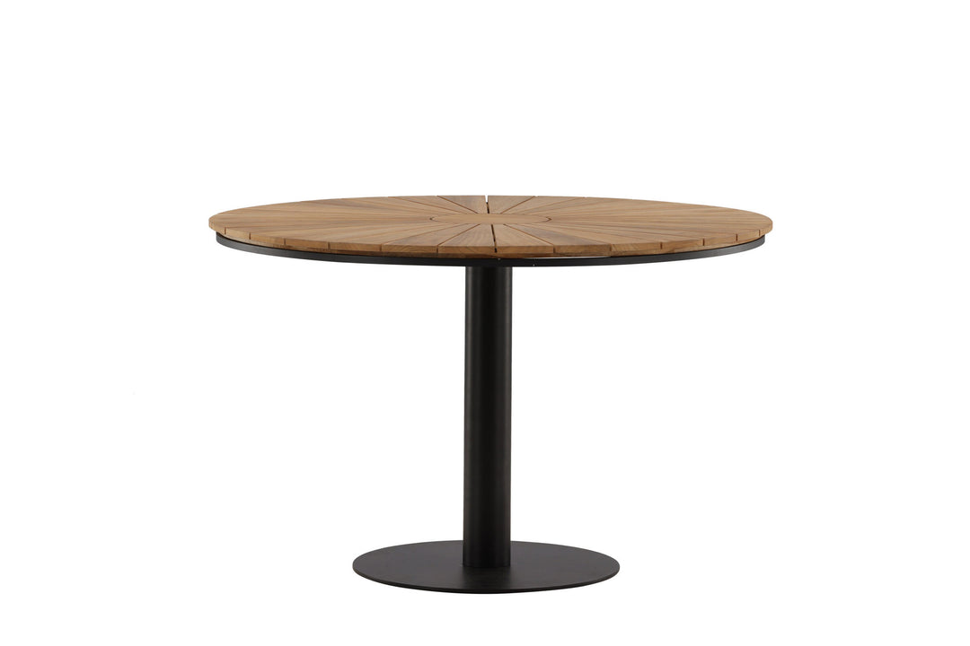 Venture Home Croft Diningtable Aluminium - Black / Teak Round ø120**