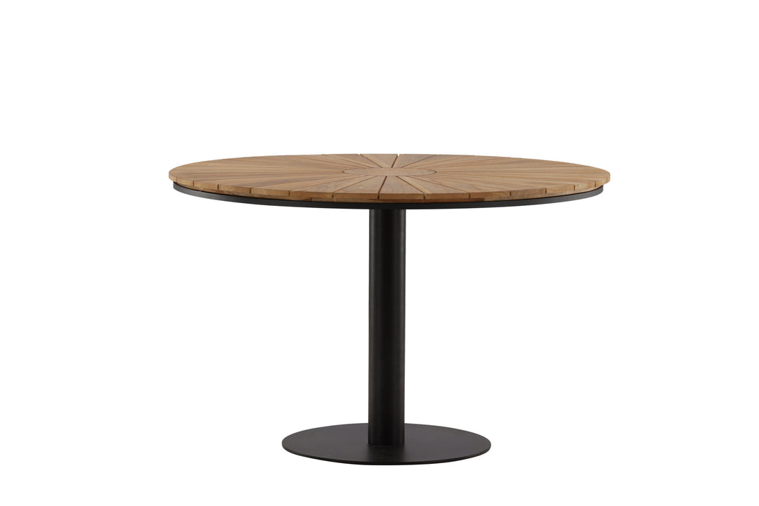 Venture Home Croft Diningtable Aluminium - Black / Teak Round ø120**
