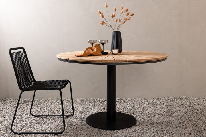 Venture Home Croft Diningtable Aluminium - Black / Teak Round ø120**