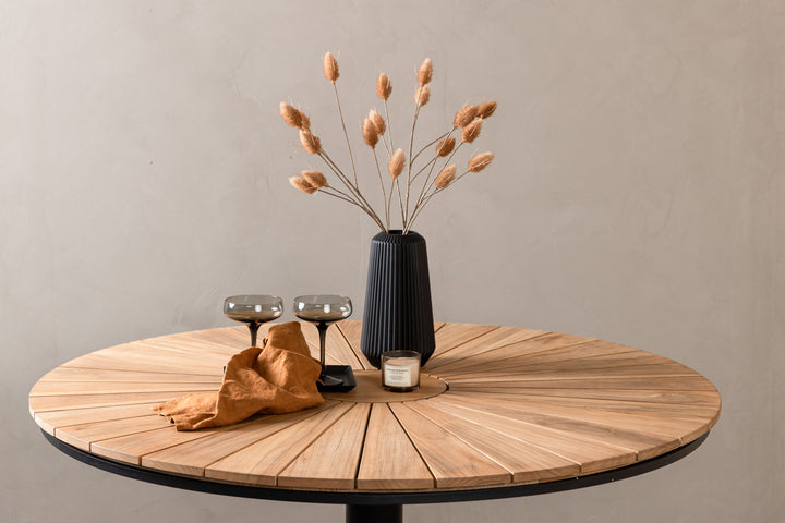 Venture Home Croft Diningtable Aluminium - Black / Teak Round ø120**