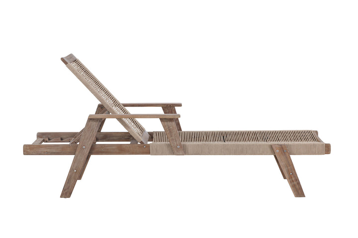 Venture Home Little John Sunbed Acacia - Dark brown / Beige