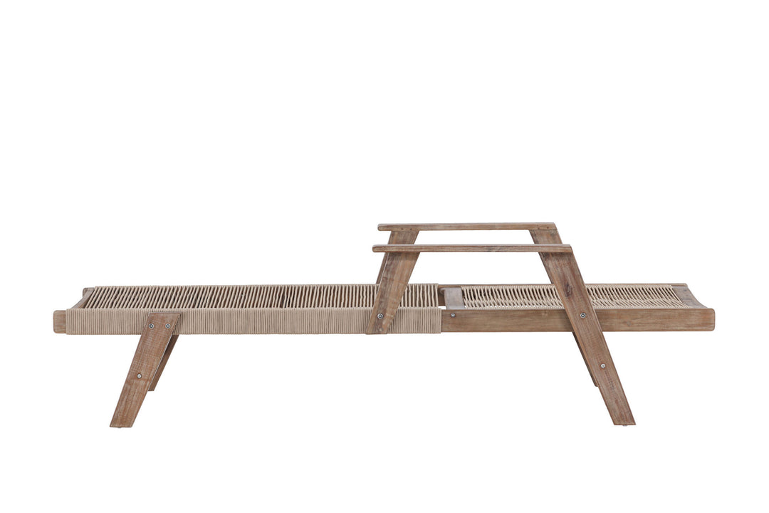 Venture Home Little John Sunbed Acacia - Dark brown / Beige