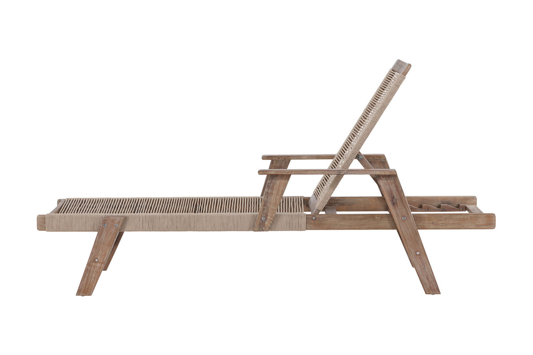 Venture Home Little John Sunbed Acacia - Dark brown / Beige
