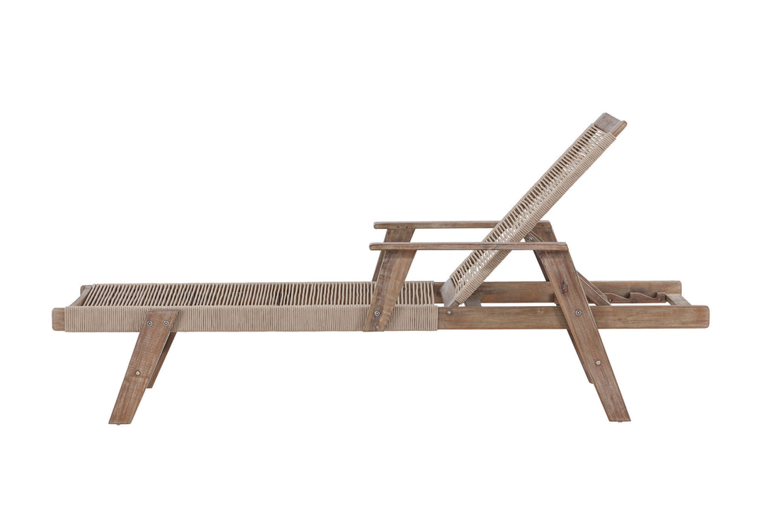 Venture Home Little John Sunbed Acacia - Dark brown / Beige