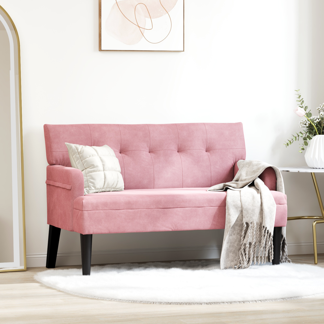 Chesterfield bænk Lyserød 112 x 65,5 x 75 cm Fløjl