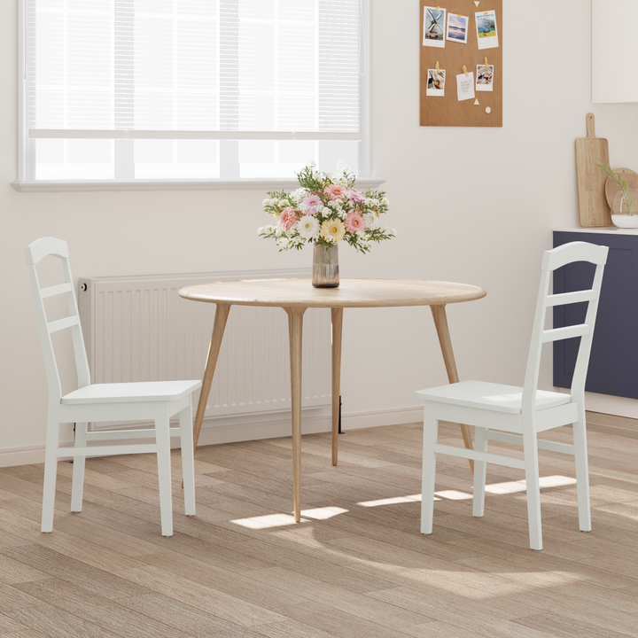 Spisestuestol 2 pcs Hvid Massiv Gummitræ