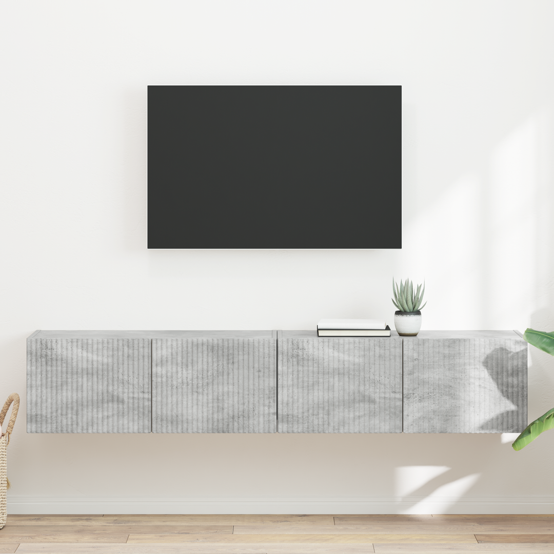 TV vægskab 2 pcs Beton 78,5 x 31 x 29,5 cm Konstrueret træ