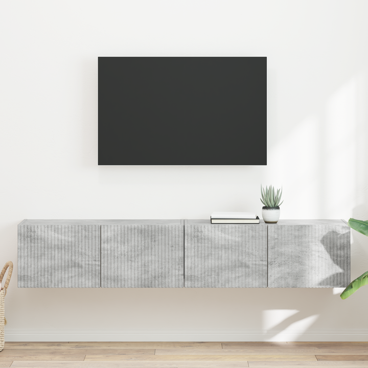 TV vægskab 2 pcs Beton 78,5 x 31 x 29,5 cm Konstrueret træ