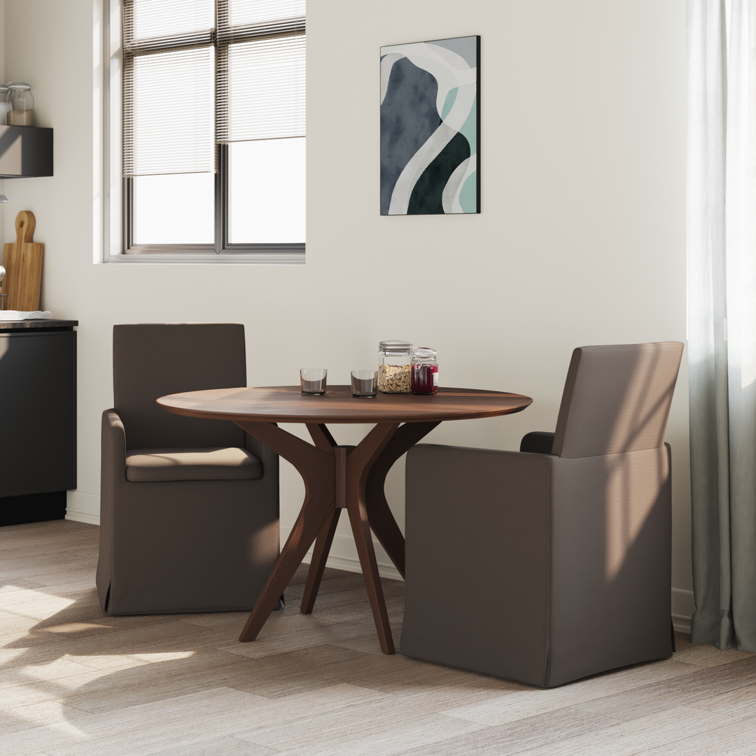 Spisestole med hjul 2 pcs Mørkegrå 57 x 67 x 95 cm Linned