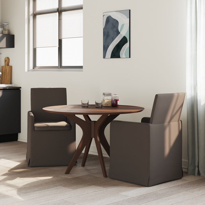 Spisestole med hjul 2 pcs Mørkegrå 57 x 67 x 95 cm Linned