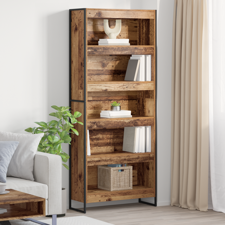 Bogskab 80 x 30 x 189,5 cm Konstrueret træ Gammelt træ