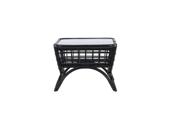Venture Home Moana Sofa Table - Black Rattan  / Clear Glass