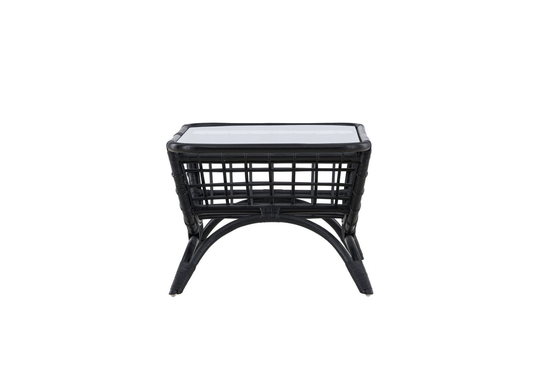 Venture Home Moana Sofa Table - Black Rattan  / Clear Glass