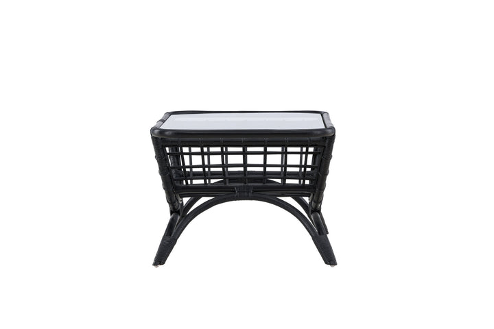 Venture Home Moana Sofa Table - Black Rattan  / Clear Glass