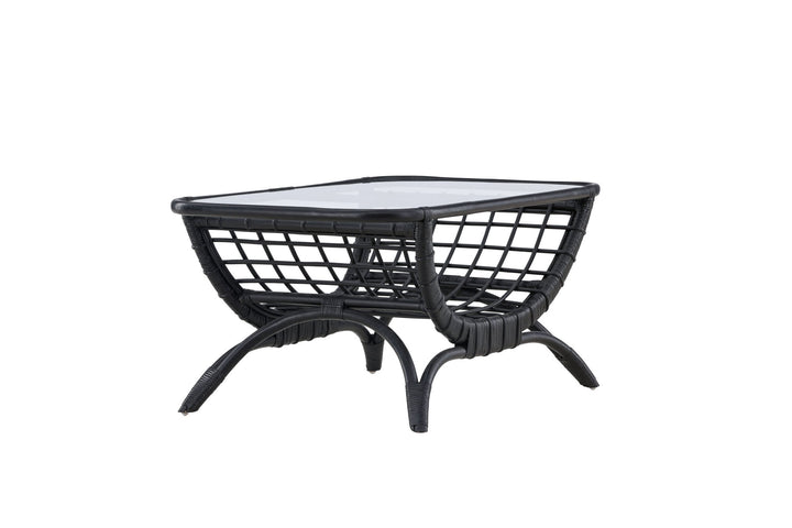 Venture Home Moana Sofa Table - Black Rattan  / Clear Glass