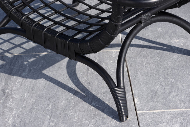 Venture Home Moana Sofa Table - Black Rattan  / Clear Glass