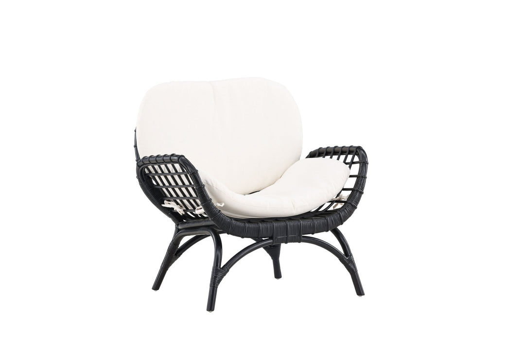 Venture Home Moana Single Chair - Black Rattan / White Spunpolyster
