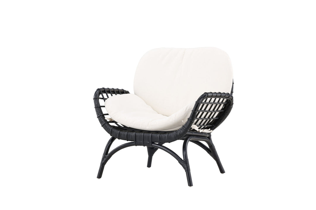 Venture Home Moana Single Chair - Black Rattan / White Spunpolyster