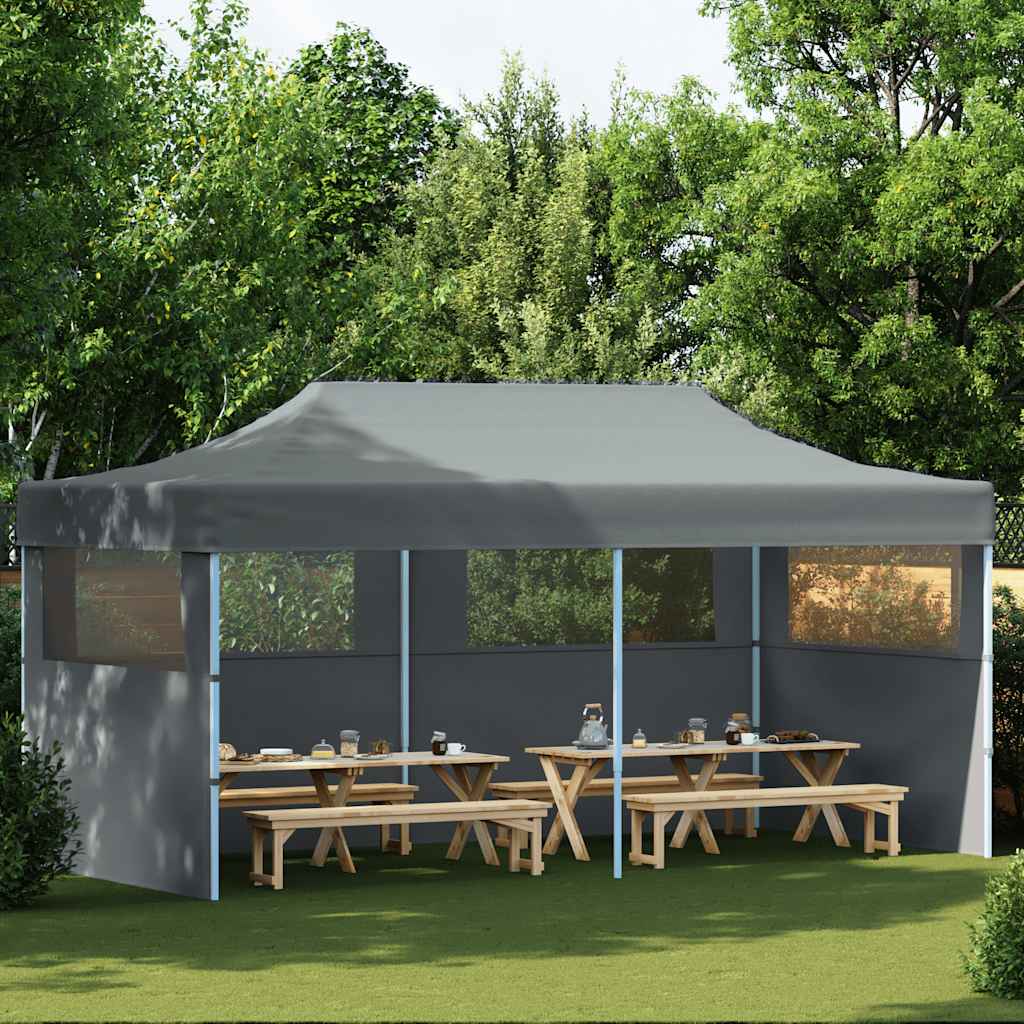 foldbart pop-op-festtelt med sidevægge 3x6 m antracitgrå