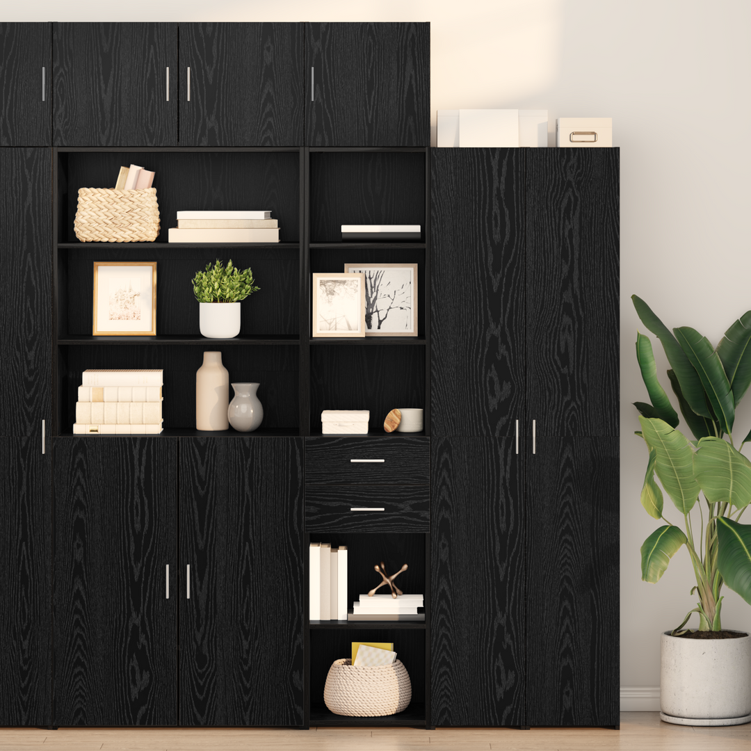 Highboard med skuffe Sort eg 40 x 42,5 x 185 cm Konstrueret træ