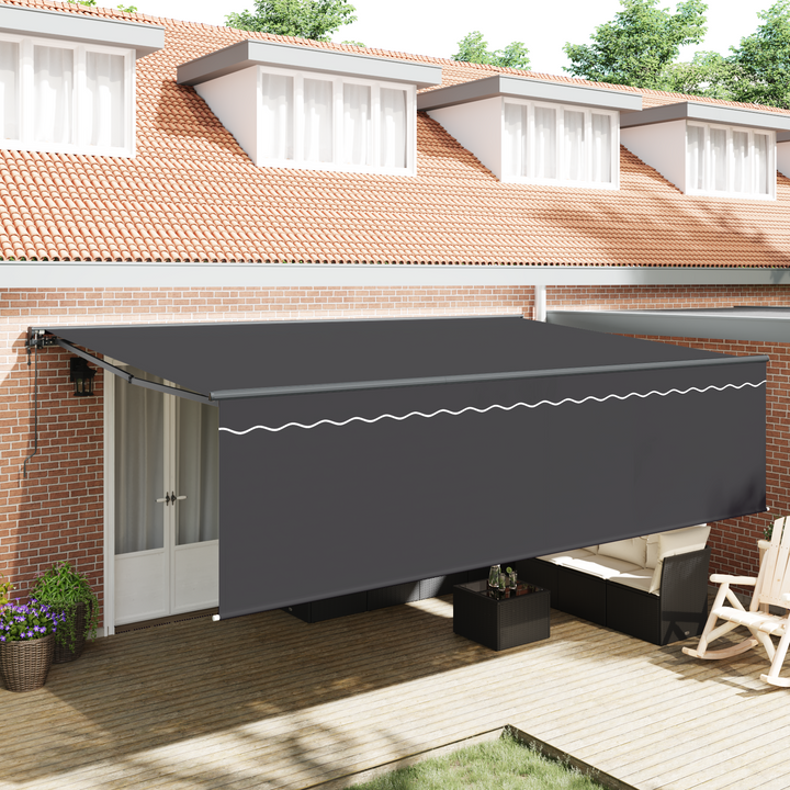 Utrækkelig Markise Antracit 500 × 300 cm Polyester og Aluminium