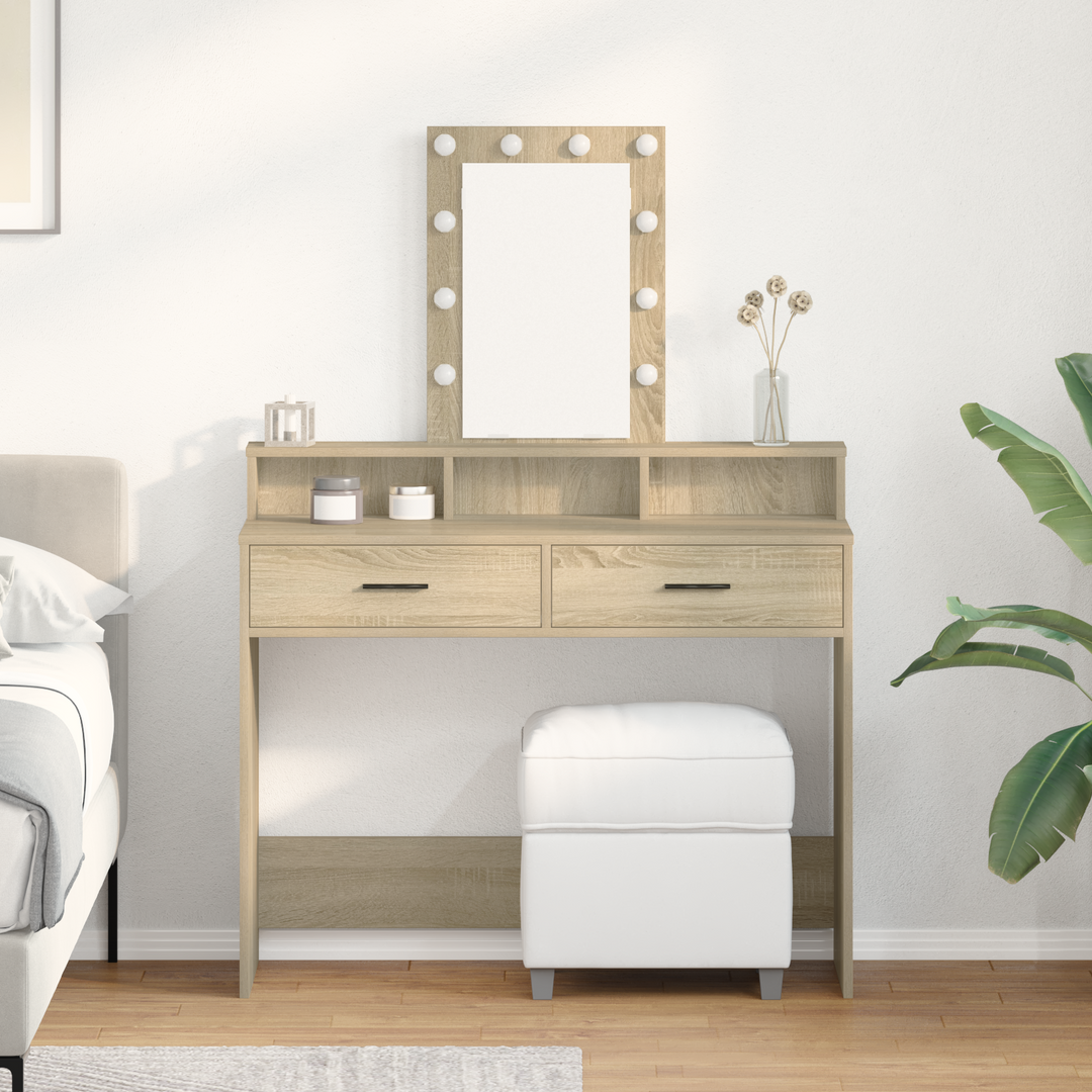 Klædeskab med spejllys Brun 100 x 41 x 140 cm Konstrueret træ