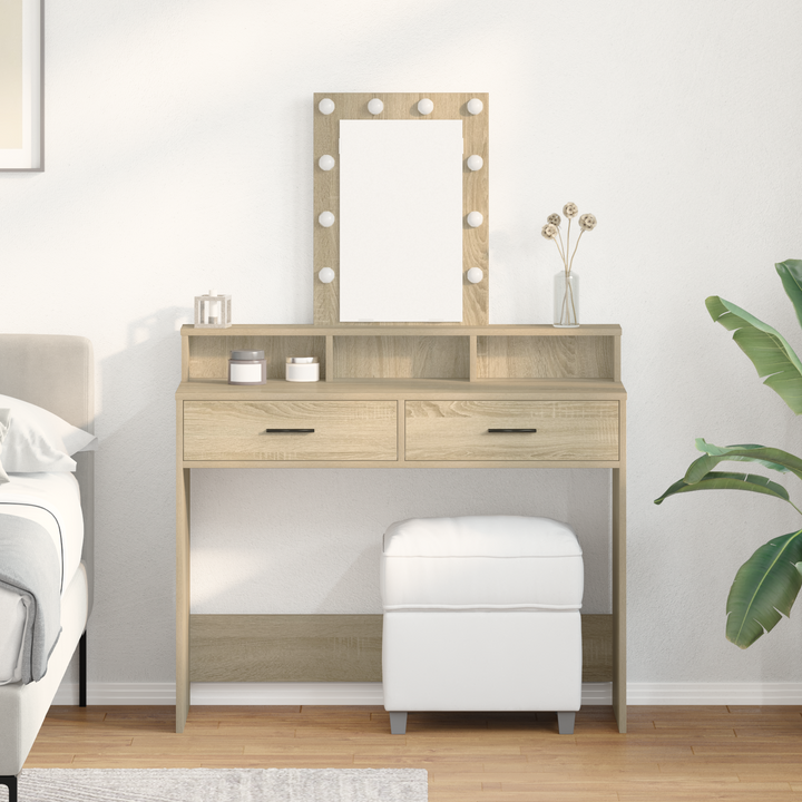 Klædeskab med spejllys Brun 100 x 41 x 140 cm Konstrueret træ