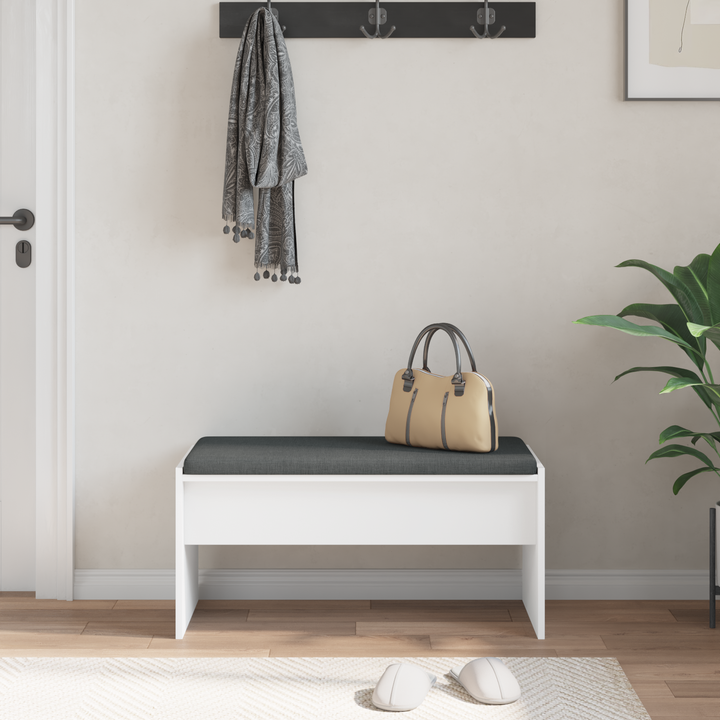 Hallbænk med pude Hvid 83 x 38 x 40 cm