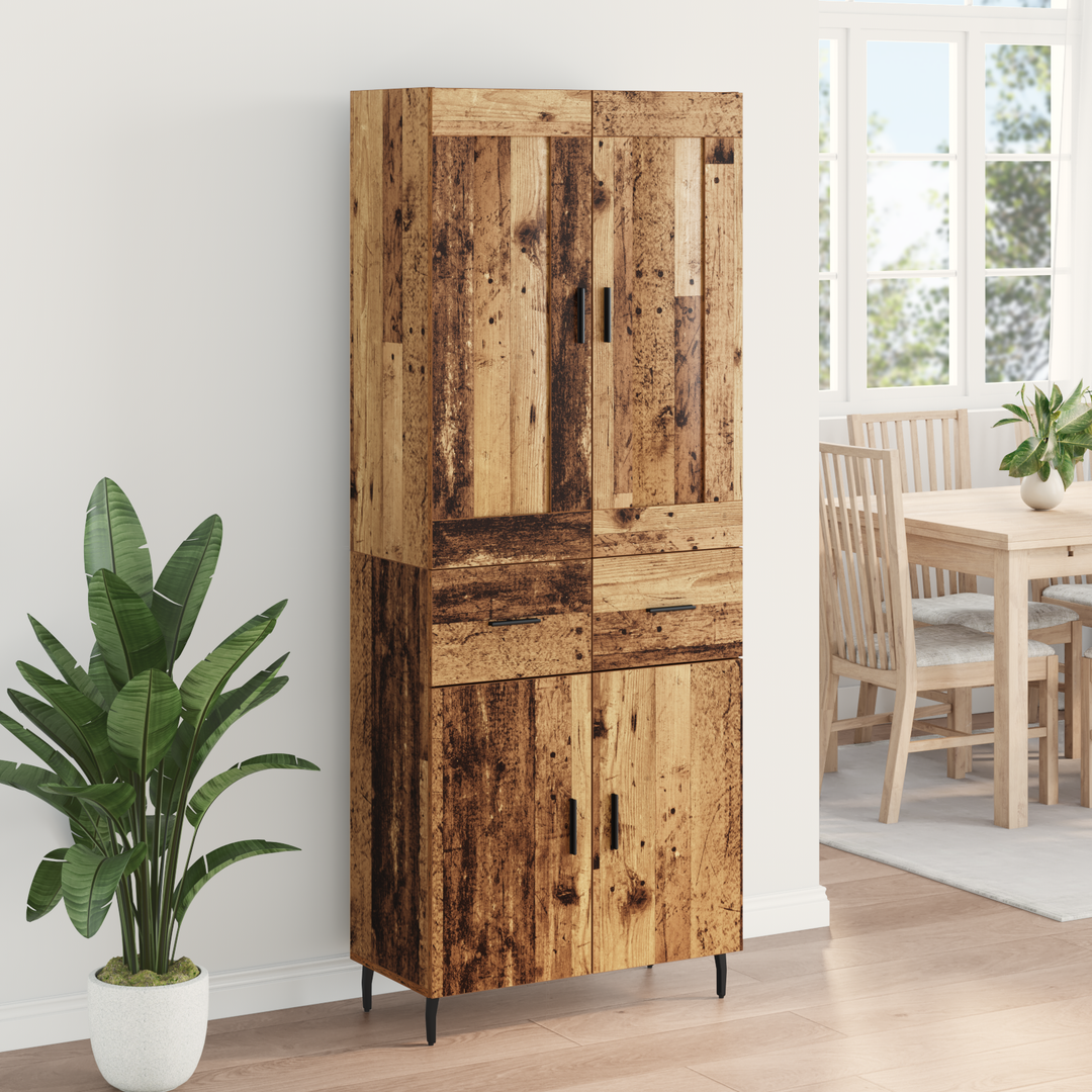 Highboard med skuffe 2 pcs Gammelt træ Konstrueret træ