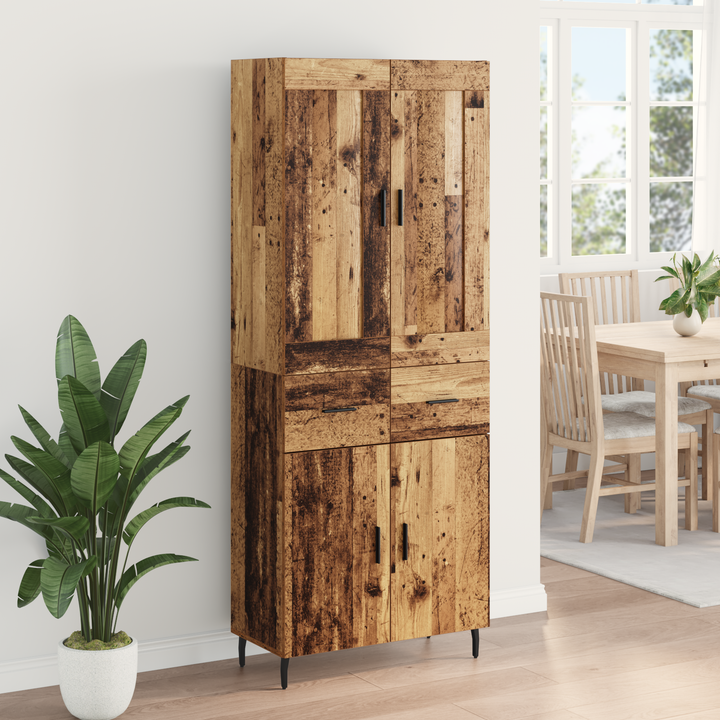 Highboard med skuffe 2 pcs Gammelt træ Konstrueret træ