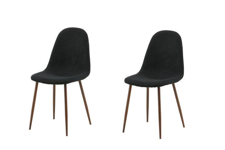 Venture Home Polar Dining Chair 2-pack - Walnut Legs - Black Fabric