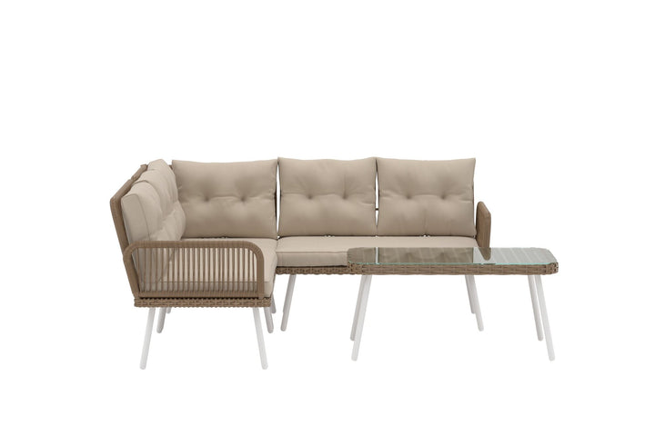 Venture Home Ibiza Corner Sofa set - Nature Wicker / Beige