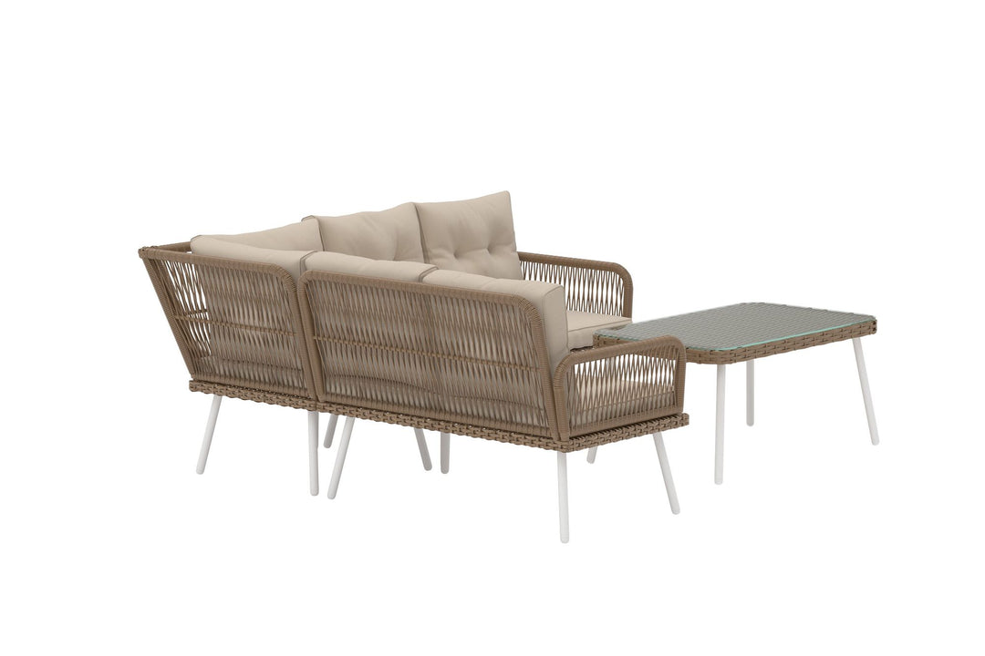 Venture Home Ibiza Corner Sofa set - Nature Wicker / Beige