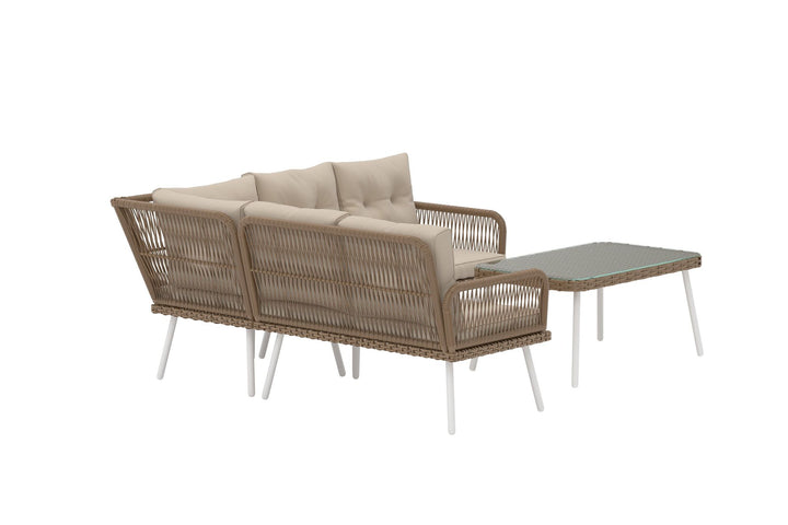 Venture Home Ibiza Corner Sofa set - Nature Wicker / Beige