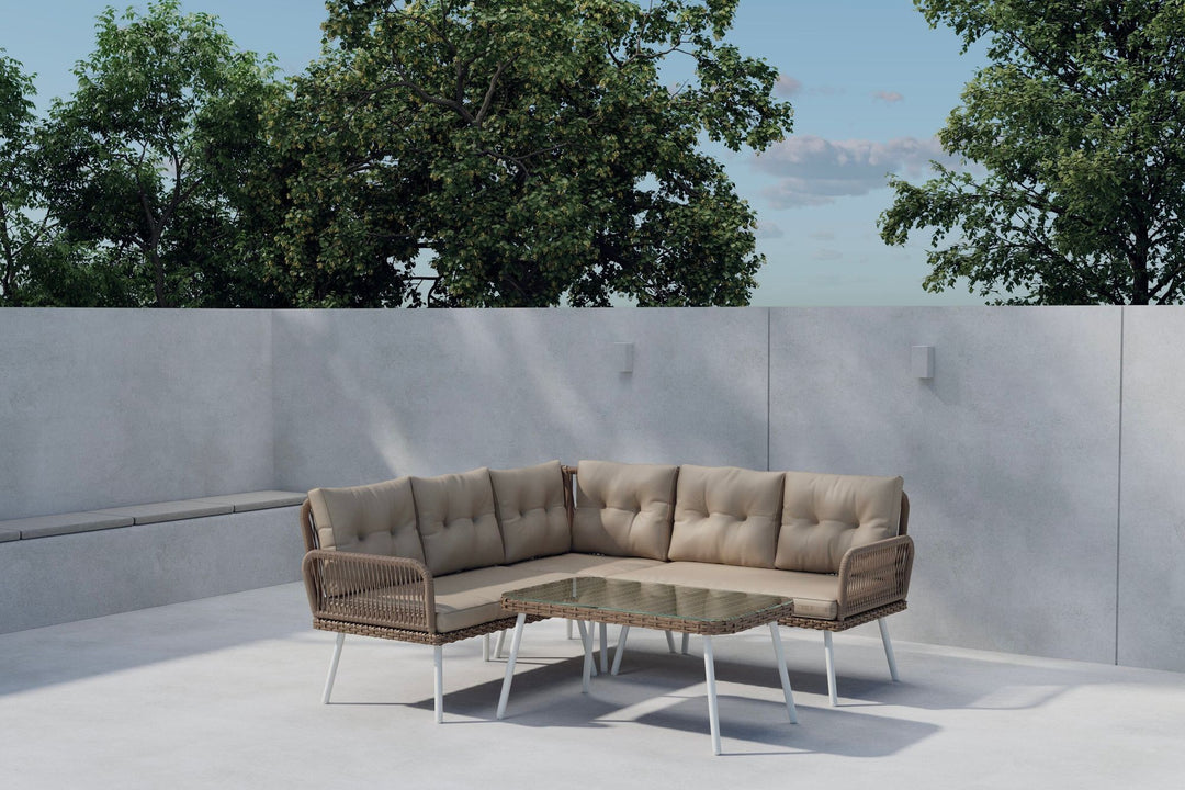 Venture Home Ibiza Corner Sofa set - Nature Wicker / Beige