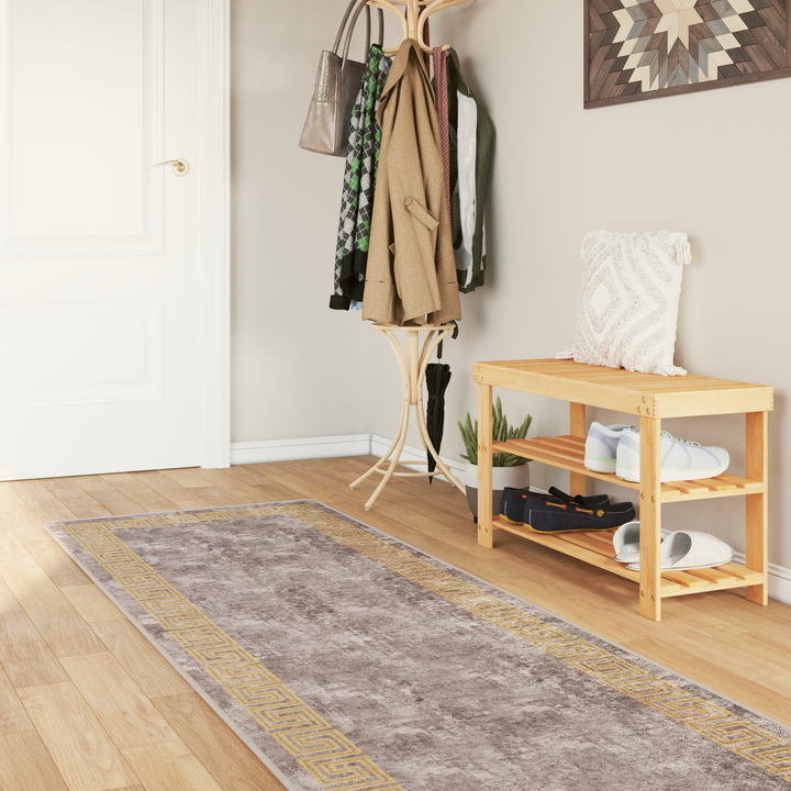 Tæppe Runner MARSA Grå 80 x 400 cm Polyester og PVC