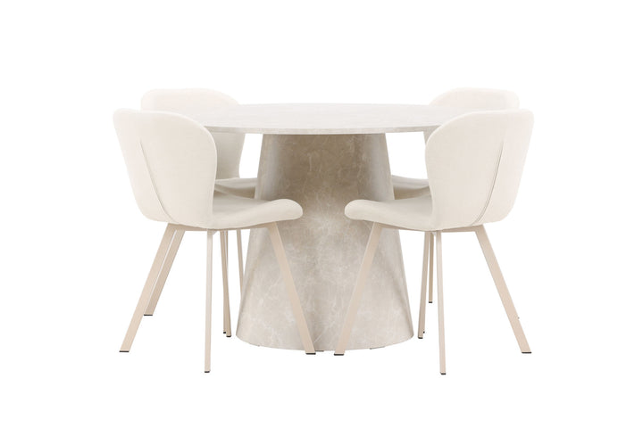 Venture Home Lanzo Table - Beige with 4 Lilja Chair - Beige