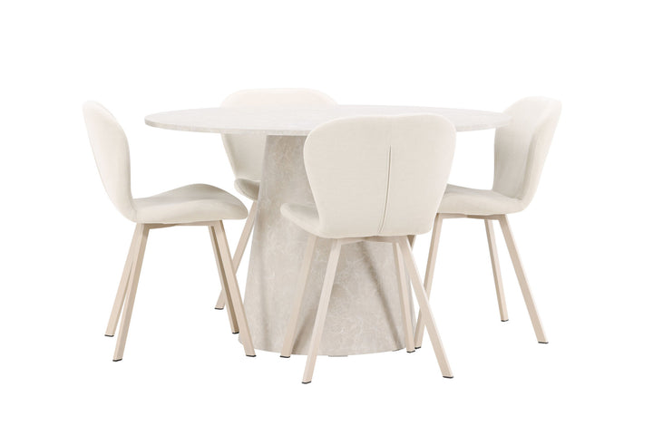 Venture Home Lanzo Table - Beige with 4 Lilja Chair - Beige