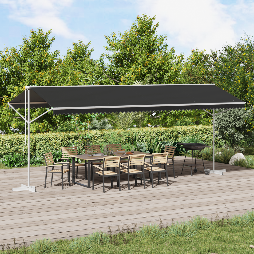 Fritstående markise Antracit 6 x 3 m Polyester