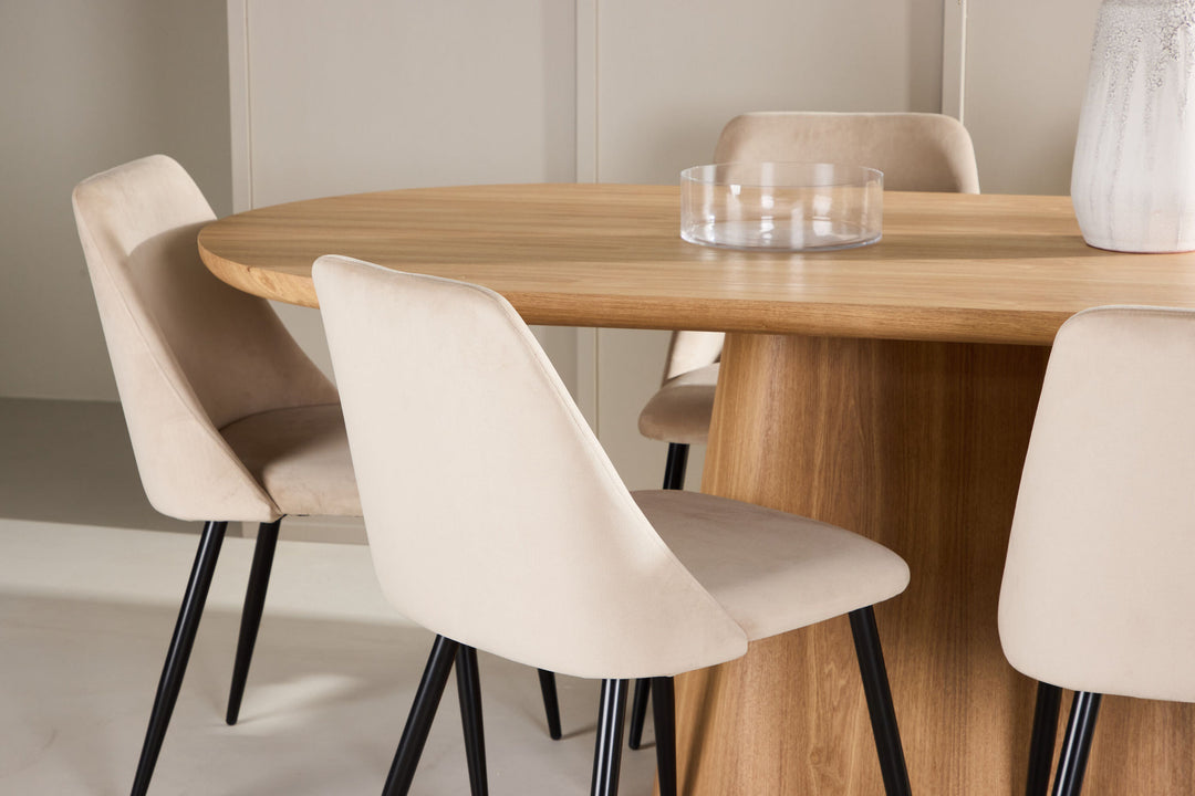 Venture Home Stjärnö Table - Nature with 6 Night Chair - Black / Beige