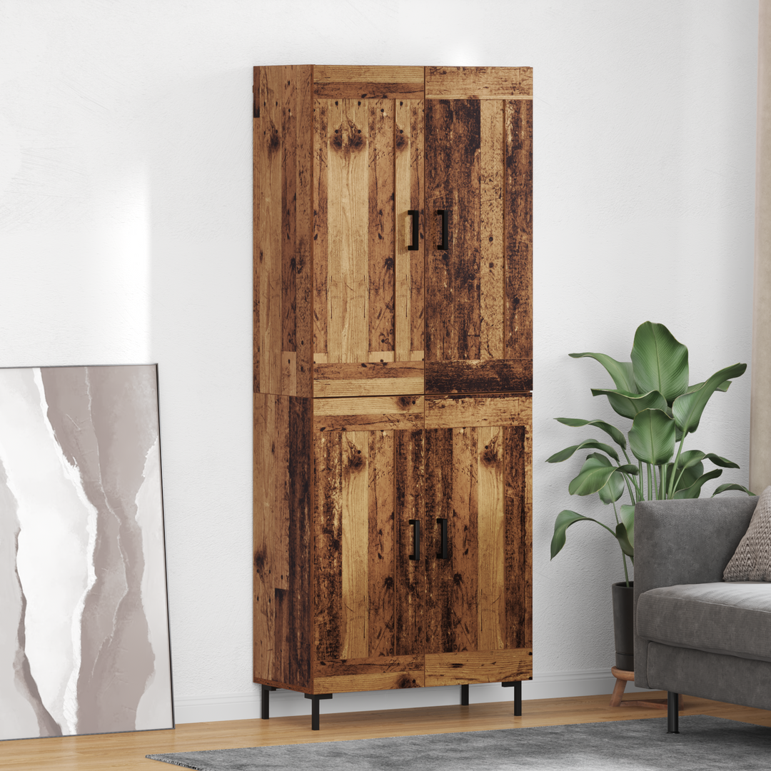 Highboard 2 pcs Gammelt træ Konstrueret træ