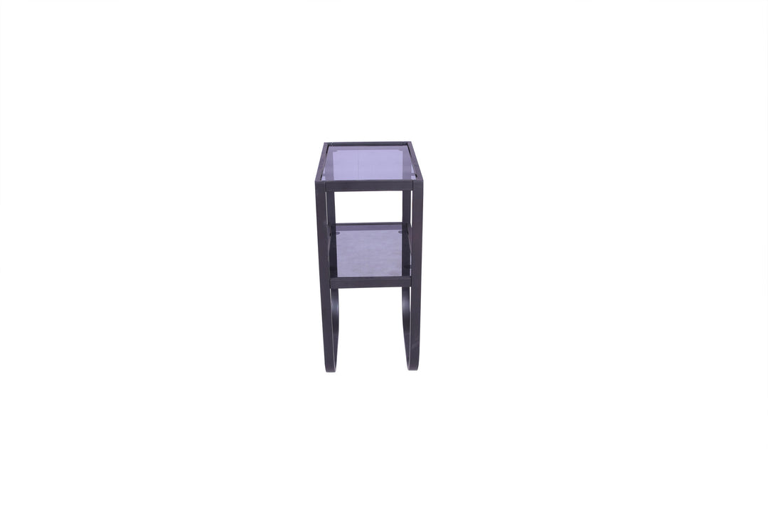 Venture Home Rocker Bedside Table - Black / Grey Smokey Glass