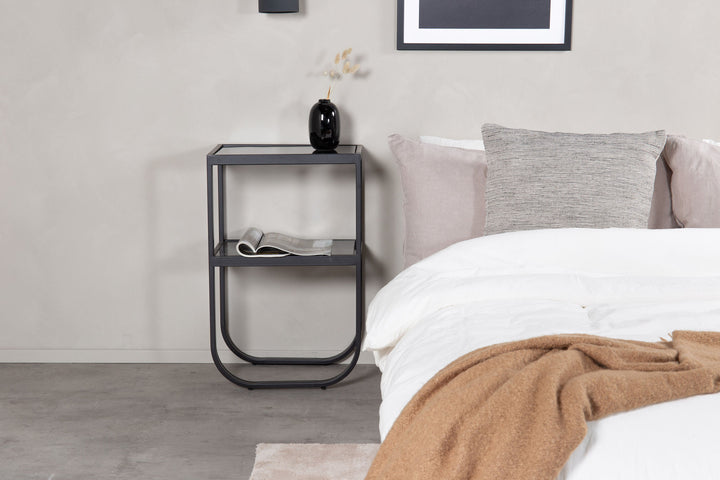 Venture Home Rocker Bedside Table - Black / Grey Smokey Glass