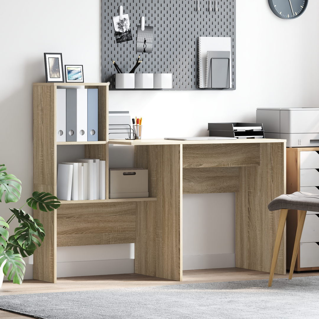 Bord med hylde Sonoma eg 131,5 x 50 x 106,5 cm Konstrueret træ